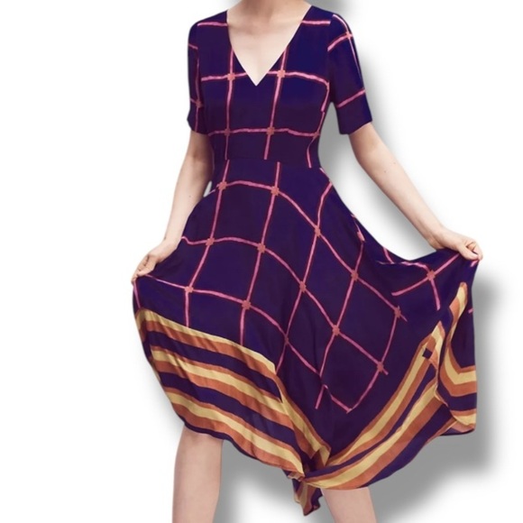 HD in Paris Anthropologie Striped Pane Midi Dress Women's Size 2 - Picture 4 of 16